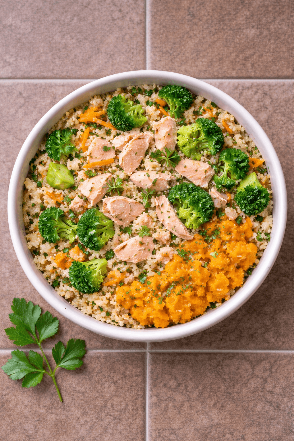 Salmon and quinoa skin support bowl