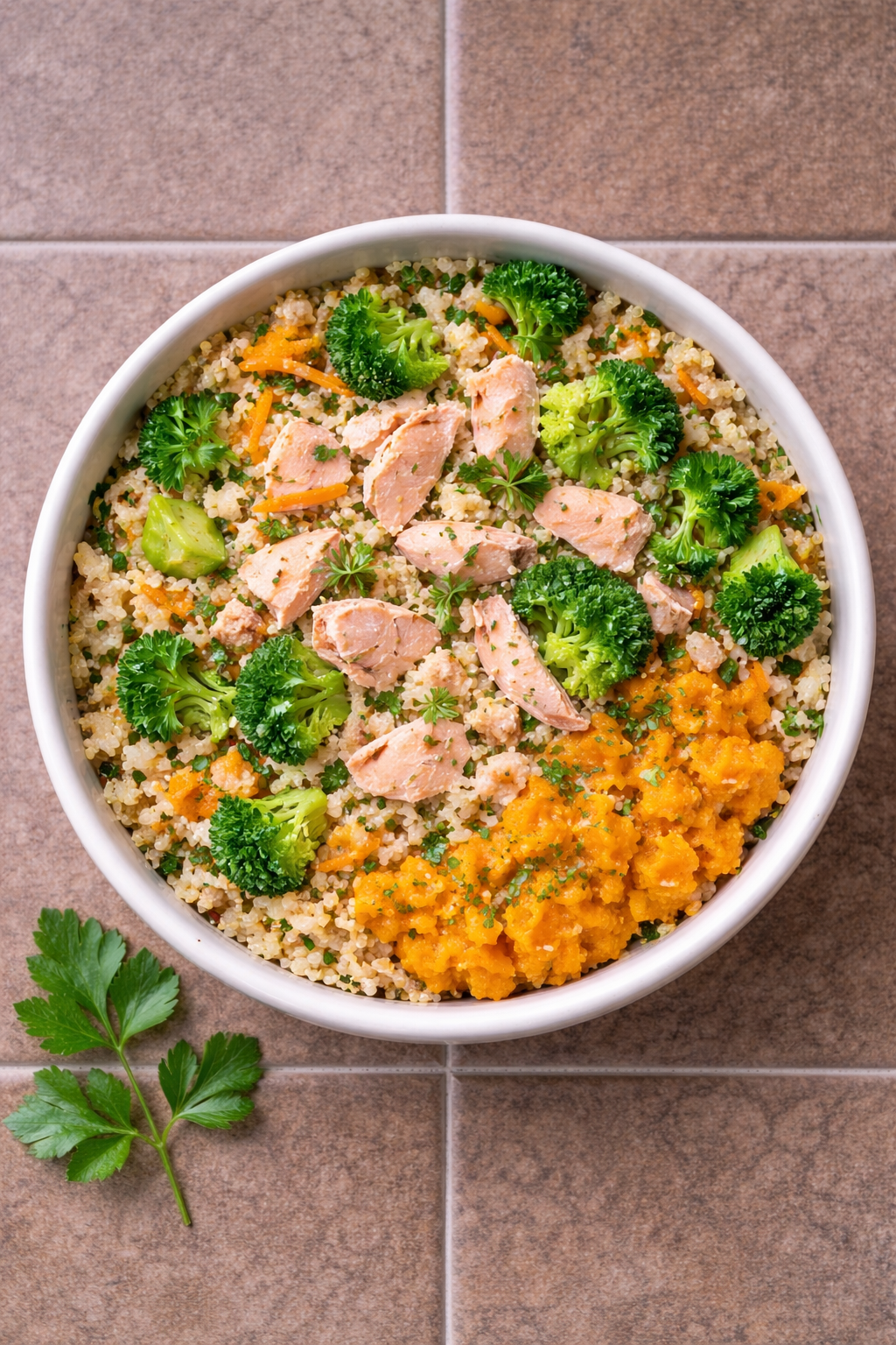 Salmon and quinoa skin support bowl